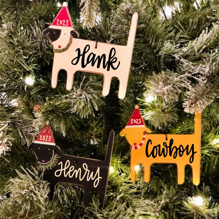 WOODEN DOGS - CHRISTMAS ORNAMENT