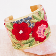 Red Embroidered Cuff Bracelet