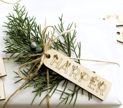 ENGRAVED WOOD NAME TAG - PERFECT FOR STOCKINGS & GIFTS