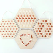WOOD EMBROIDERY FLORAL HEXAGON BANNERS