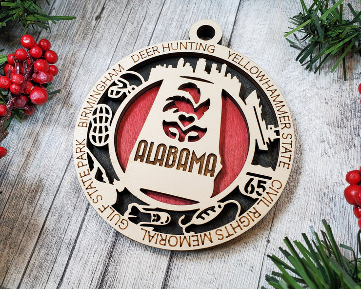 LASERCUT STATE ORNAMENT - ALABAMA