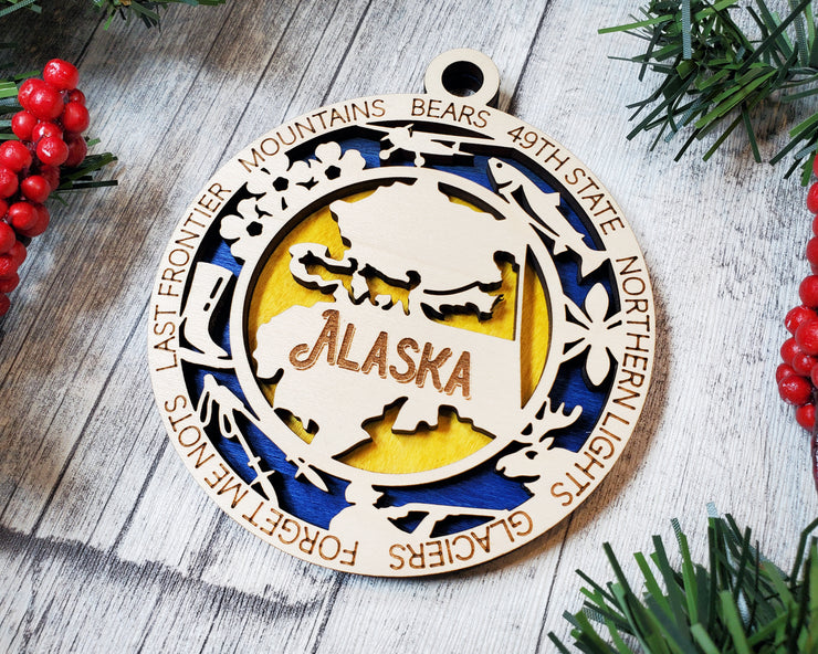 LASERCUT STATE ORNAMENT - ALASKA