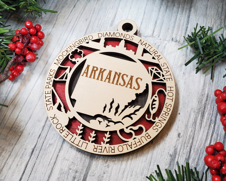 LASERCUT STATE ORNAMENT - ARKANSAS