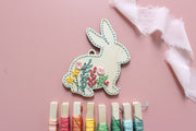 WOOD EMBROIDERY EASTER TAG/ORNAMENT - RABBIT