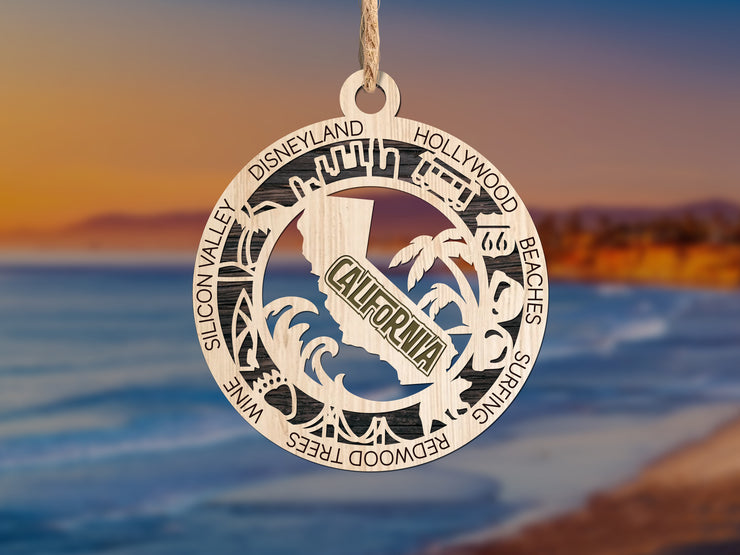 LASERCUT STATE ORNAMENT - CALIFORNIA