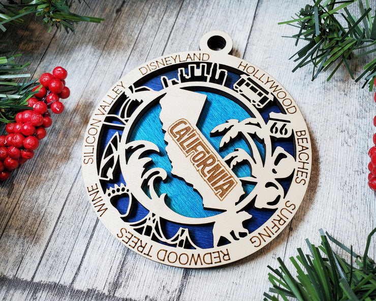 LASERCUT STATE ORNAMENT - CALIFORNIA
