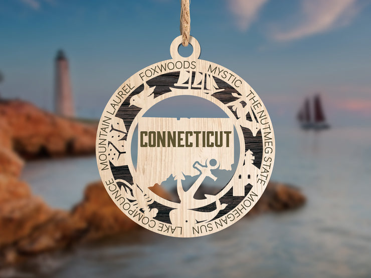 LASERCUT STATE ORNAMENT - CONNECTICUT