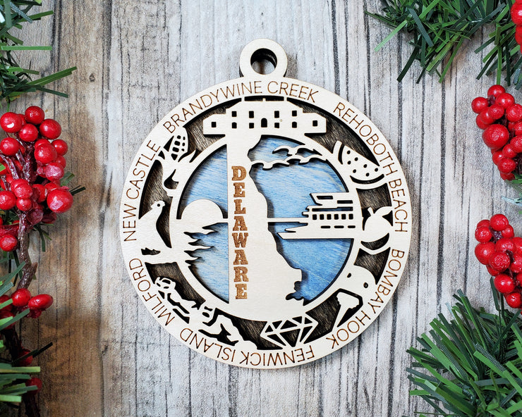 LASERCUT STATE ORNAMENT - DELAWARE