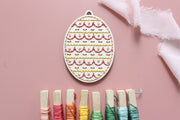 WOOD EMBROIDERY EASTER TAG/ORNAMENT - EGG #2