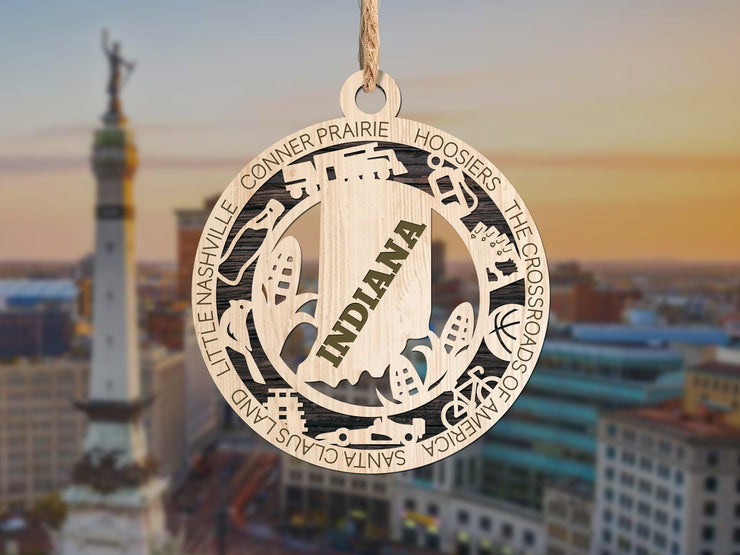 LASERCUT STATE ORNAMENT - INDIANA