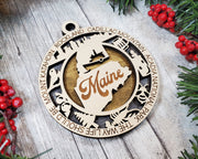 LASERCUT STATE ORNAMENT - MAINE