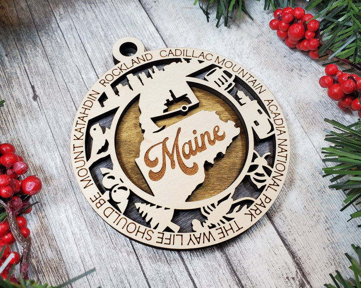 LASERCUT STATE ORNAMENT - MAINE