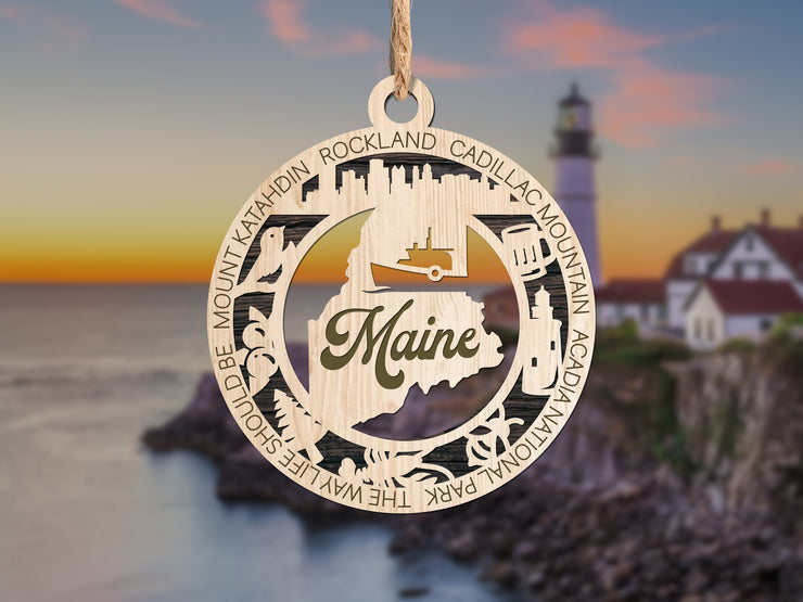 LASERCUT STATE ORNAMENT - MAINE
