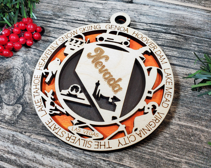 LASERCUT STATE ORNAMENT - NEVADA