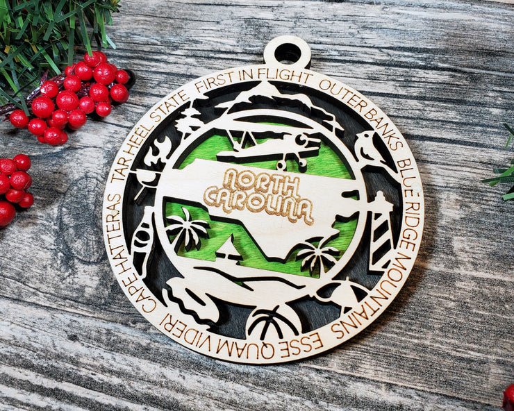 LASERCUT STATE ORNAMENT - NORTH CAROLINA
