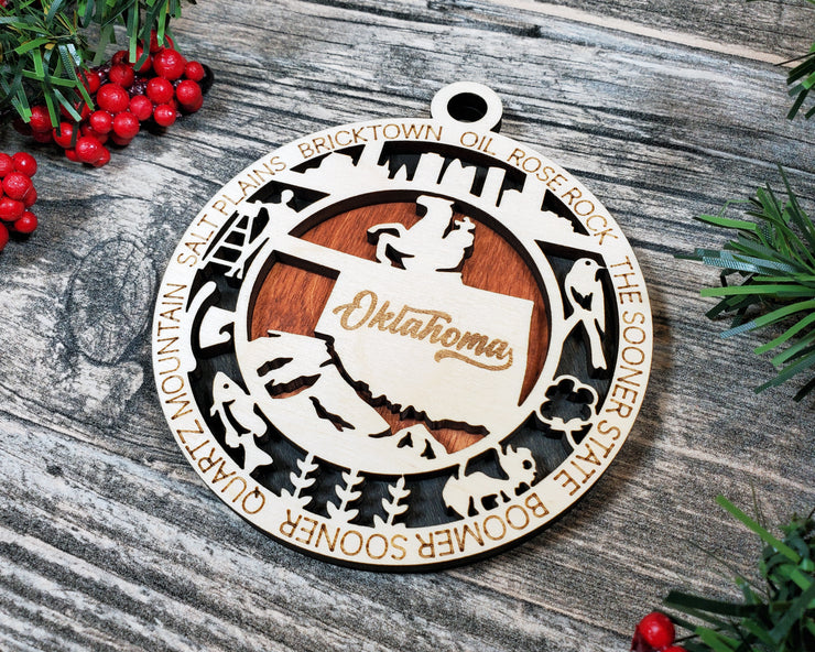 LASERCUT STATE ORNAMENT - OKLAHOMA