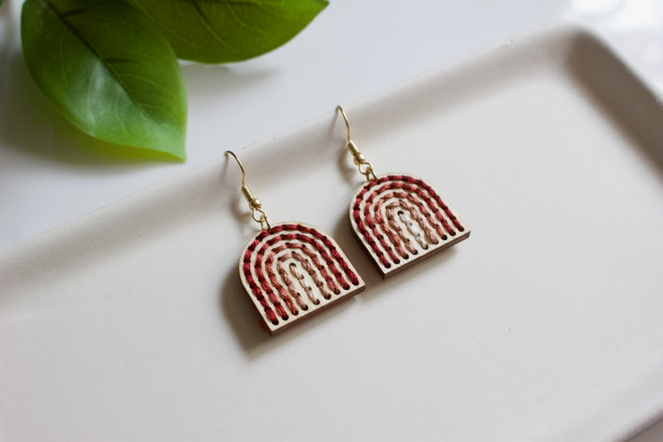 WOOD LASERCUT STITCHABLE EARRINGS - RAINBOWS