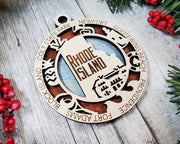 LASERCUT STATE ORNAMENT - RHODE ISLAND