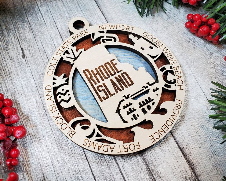 LASERCUT STATE ORNAMENT - RHODE ISLAND