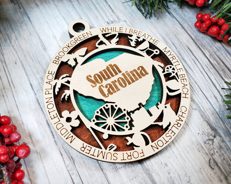 LASERCUT STATE ORNAMENT - SOUTH CAROLINA