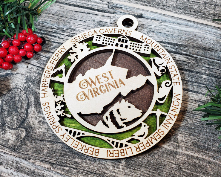 LASERCUT STATE ORNAMENT - WEST VIRGINIA