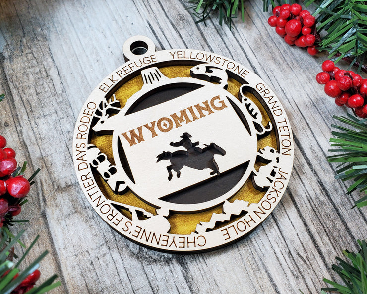 LASERCUT STATE ORNAMENT - WYOMING