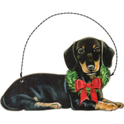PERSONALIZED BLACK & TAN DACHSHUND CHRISTMAS ORNAMENT