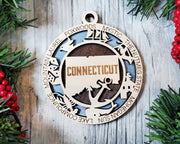 LASERCUT STATE ORNAMENT - CONNECTICUT
