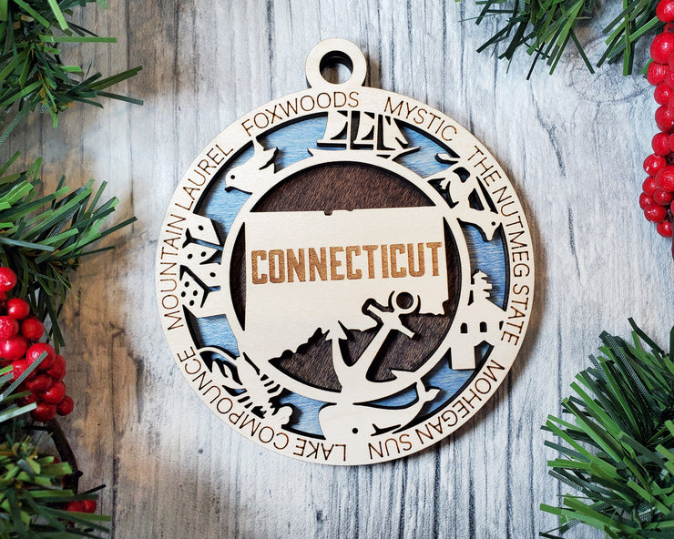 LASERCUT STATE ORNAMENT - CONNECTICUT