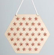 WOOD EMBROIDERY FLORAL HEXAGON BANNERS
