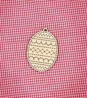 WOOD EMBROIDERY EASTER TAG/ORNAMENT - EGG #1