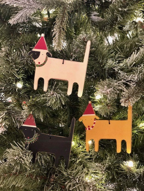 WOODEN DOGS - CHRISTMAS ORNAMENT