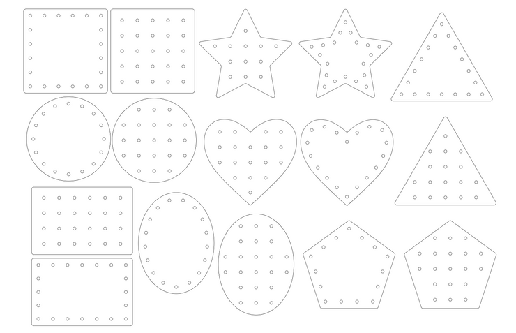 WOOD EMBROIDERY - SHAPES LACING SET