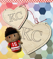 WOOD EMBROIDERY - KC HEART BANNER