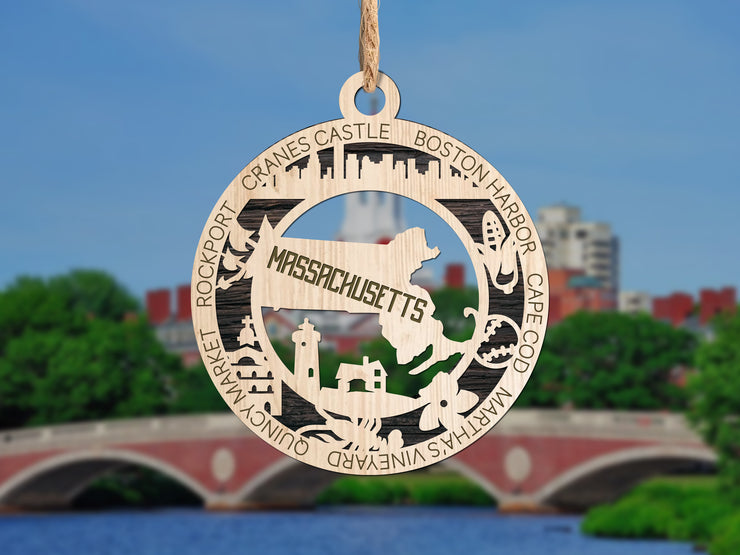 LASERCUT STATE ORNAMENT - MASSACHUSETTS