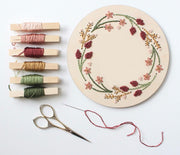 6" WOOD EMBROIDERY - FLORAL WREATH