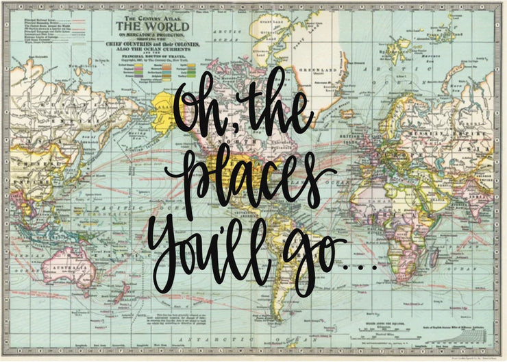 Oh, the places you'll go - 20x28 World Multi-color Map