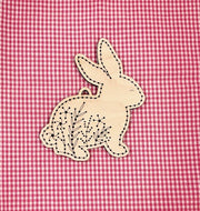 WOOD EMBROIDERY EASTER TAG/ORNAMENT - RABBIT