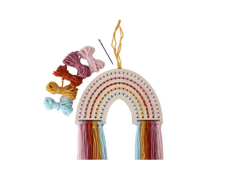 WOOD EMBROIDERY/SEWING FOR KIDS - RAINBOW W/FRINGE