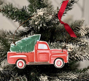 PERSONALIZED RED TRUCK WITH TREE - 'TIS THE SEASON - ORNAMENT