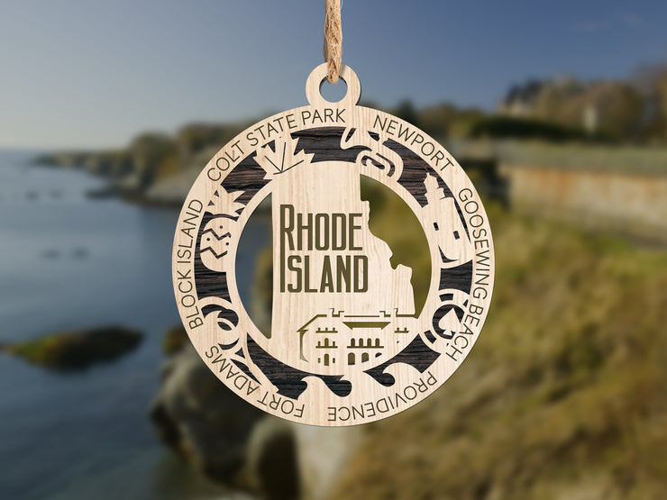 LASERCUT STATE ORNAMENT - RHODE ISLAND