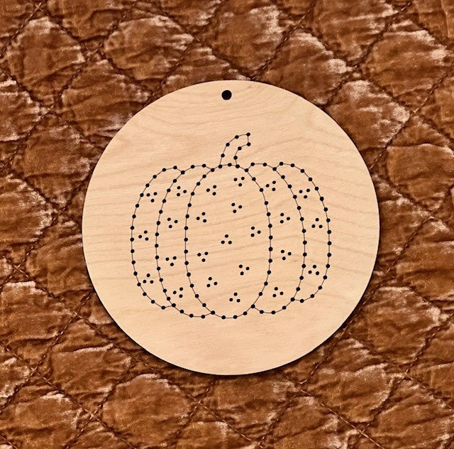 5" WOOD EMBROIDERY - FALL PUMPKIN