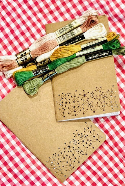 SMALL KRAFT EMBROIDERED NOTEBOOK - FLORAL