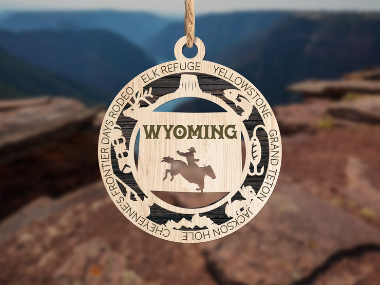 LASERCUT STATE ORNAMENT - WYOMING